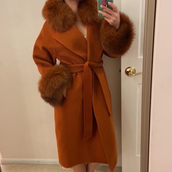 Pissenlit Wool+Cashmere, fox fur coat. S - Picture 4 of 15